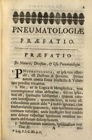 Joannis Clerici Opera Philosophica : In Quatuor Volumina Digesta, 2. Joannis Clerici Pneumatologia : Cui subjecta est Thomae Stanleii Philosophia Orientalis