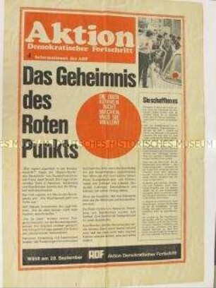 Sonderdruck der "Aktion Demokratischer Fortschritt" zur Bundestagswahl 1969