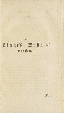 IV. Linne's System-Classen.