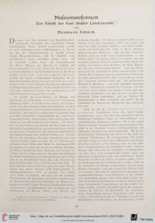 6/7: Museumsreformen : zur Schrift des Karl Grafen Lanckoronski