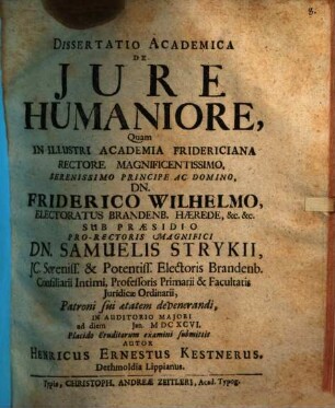 Dissertatio Academica De Iure Humaniore