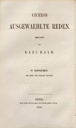 Ciceros Rede für Publius Sestius