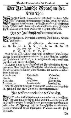 Von der Pronunciation der Vocalium.