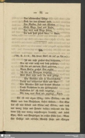 20. Lasset uns zufrieden sein