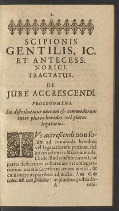 Scipionis Gentilis, IC. Et Antecess. Norici. Tractatus, De Iure Accrescendi