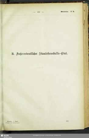 B. Außerordentlicher Staatshaushalts-Etat