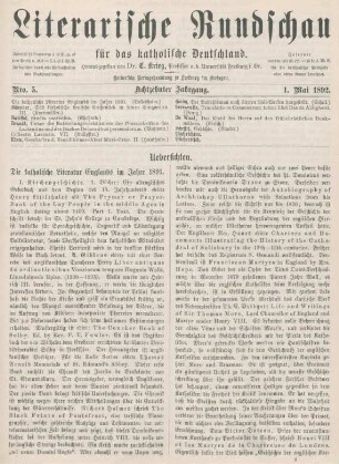 129-136 Die katholische Literatur Englands im Jahre 1891