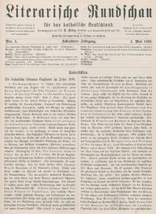 129-136 Die katholische Literatur Englands im Jahre 1891