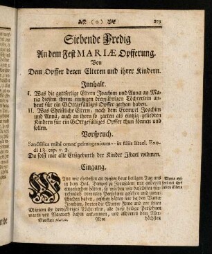 273-283, Siebende Predig an dem Fest Mariae Opfferung