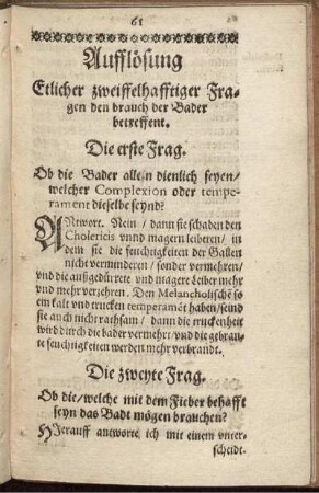 Aufflösung Etlicher zweiffelhafftiger Fragen den brauch der Bader betreffent