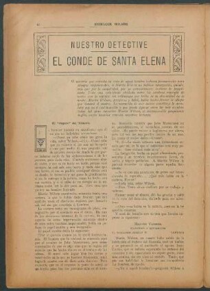 Nuestro detective - El conde de Santa Elena