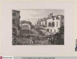 le Porte Del Dolo [Schleusenansicht von Dolo mit Bootsfahrenden, diversen Handwerkern und Flanierenden]