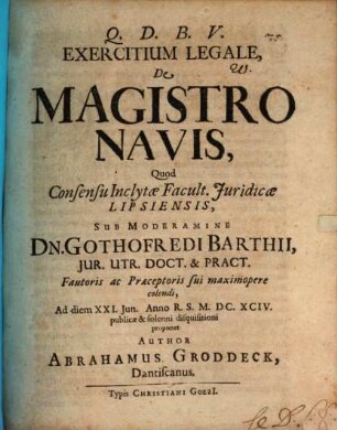 Exercitium Legale, De Magistro Navis