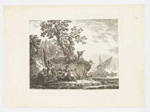 Seeufer mit Soldaten, aus: "Szenen nach Gemälden von Ignace Duvivier"