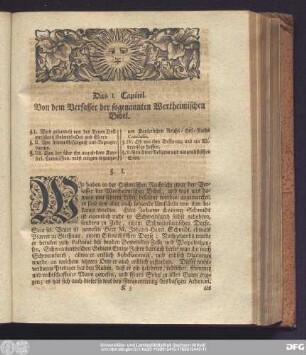 Das I. Capitel. Von dem Verfasser der sogenannten Wertheimischen Bibel.