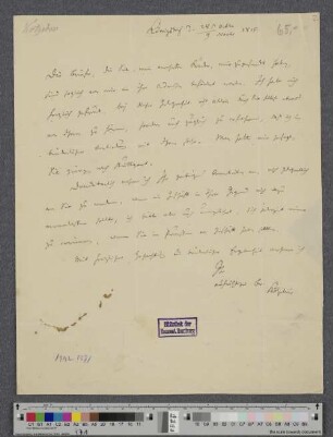 Brief an M. von Struve in Hamburg