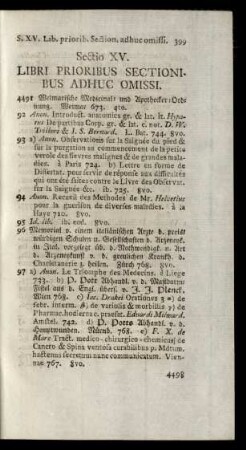 Sectio XV. Libri Prioribus Sectionibus Adhuc Omissi.