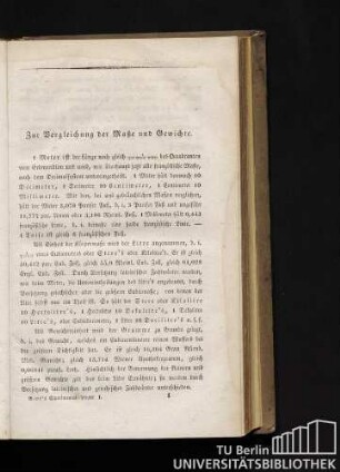 Zur Vergleichung der Maße und Gewichte.