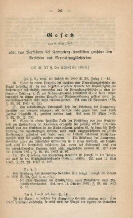 Gesetz vom 8. April 1847, über das Verfahren bei Kompetenz-Konflikten zwischen den Gerichten und Verwaltungsbehörden