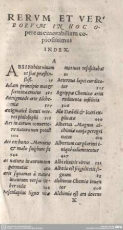 Rerum et Vereorum in hoc Opere memorabilium copiosissimus Index.