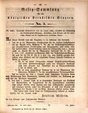 Gesetzsammlung für die Königlich-Preußischen Staaten : enthält die Verordnungen vom ... 1840