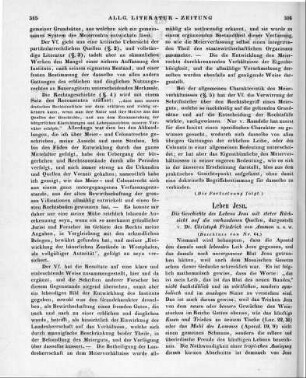 Ammon, C. F.: Die Geschichte des Lebens Jesu. Mit steter Rüksicht auf die vorhandenen Quellen. Bd. 3. Leipzig: Vogel 1847 (Beschluss von Nr. 64)