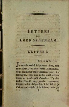 Adèle De Sénange Ou Lettres De Lord Sydenham : En Deux Volumes, 1