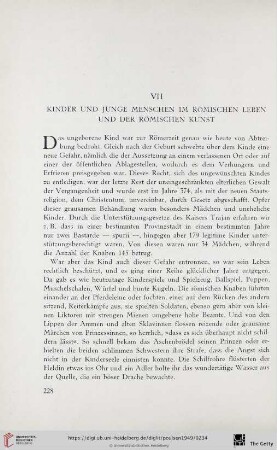 VII. Kinder und junge Menschen im römischen Leben und der römischen Kunst