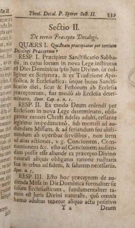 Sectio II. De tertio Praecepto Decalogi.
