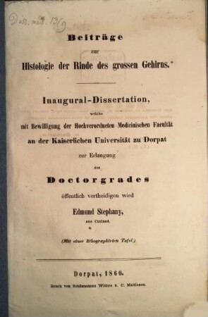 Beiträge zur Histologie der Rinde des grossen Gehirns : Inaug. Diss.
