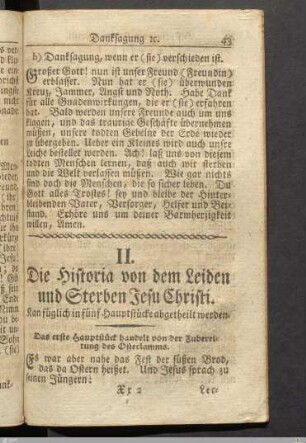 II. Die Historia von dem Leiden und Sterben Jesu Christi.