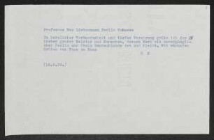 Brief von Gerhart Hauptmann an Max Liebermann