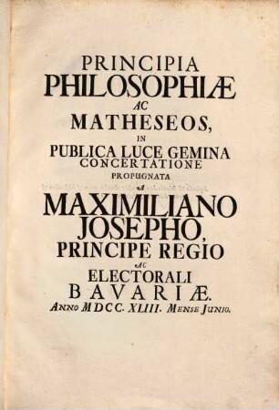 Principia Philosophiae Ac Matheseos