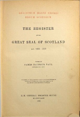 The register of the Great Seal of Scotland, 1