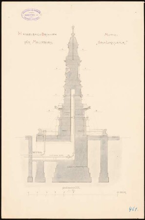 Hasselbach-Brunnen, Magdeburg: Querschnitt 1:50