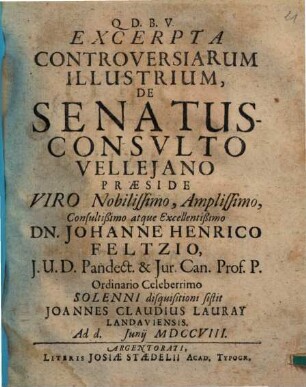 Excerpta Controversiarum Illustrium, De Senatusconsulto Velleiano