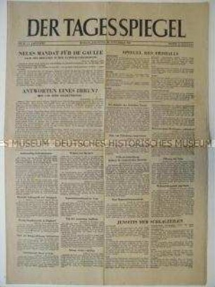 Berliner Tageszeitung "Der Tagesspiegel" u.a. zur Vorbereitung des Nürnberger Kriegsverbrecherprozesses