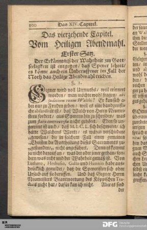 Das vierzehende Capitel. Vom Heiligen Abendmahl.