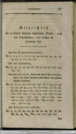 Verzeichniß der in diesem Lesebuch befindlichen Stücke, nach den Schriftstellern, aus welchen sie genommen sind