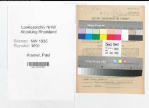 Entnazifizierung Paul Kremer , geb. 14.03.1915 (Angestellter)