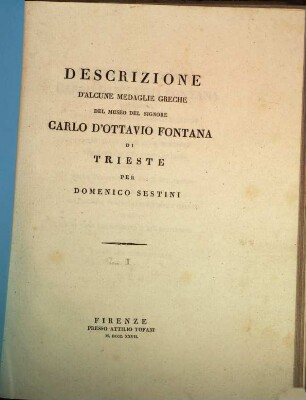 Descrizione d'alcune medaglie greche del Museo di Carlo d'Ottavio Fontana di Trieste. [2]