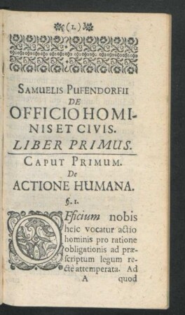 Caput Primum. De Actione Humana.