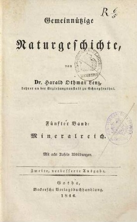Gemeinnützige Naturgeschichte, 5. Mineralreich