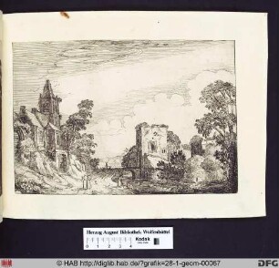 Landschaft mit quadratischem Turm
