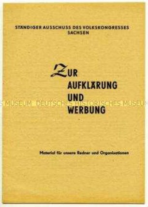 Redner-Material des Ständigen Ausschusses des Volkskongresses Sachsen