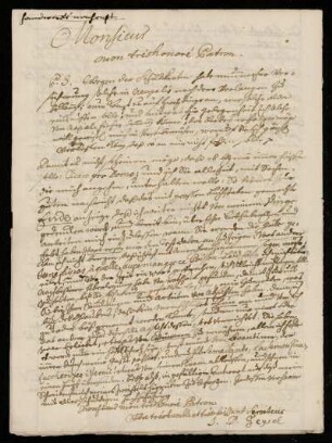 Brief von Johann Daniel Geysel an Johann Friedrich von Uffenbach. [Venedig], ohne Datum