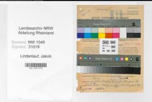 Entnazifizierung Jakob Lindenlauf , geb. 25.06.1905 (Schneider)