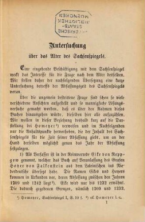 Der Sachsenspiegel : (Landrecht.) Übersetzung nebst einer kurzen Untersuchung über das Alter desselben von G. Rotermund