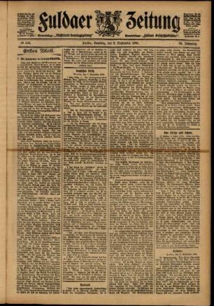Erste Ausgabe vom Samstag, den 09. September 1905.