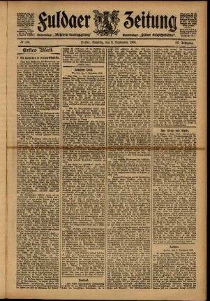 Erste Ausgabe vom Samstag, den 09. September 1905.
